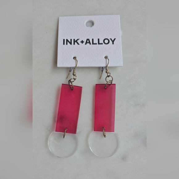 NWT Ink +Alloy fuschia lucite dangle earrings - Picture 6 of 8